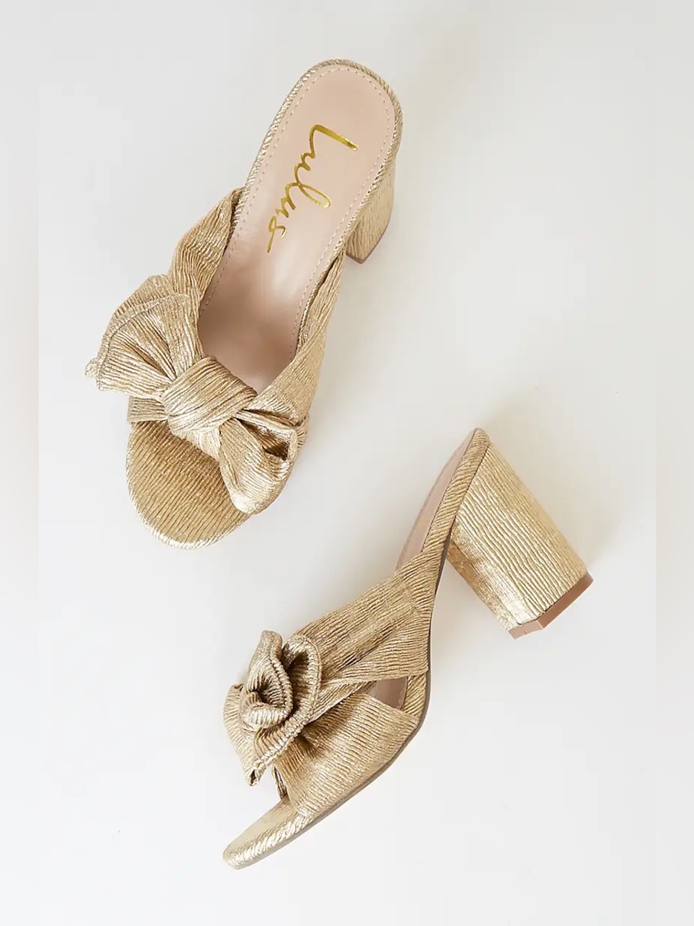 Lulus gold metallic sandal heel 8